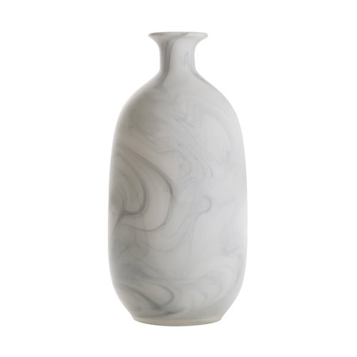 Vase rond en verre blanc opaque effet marbré L