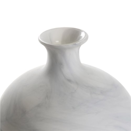 Vase rond en verre blanc opaque effet marbré S