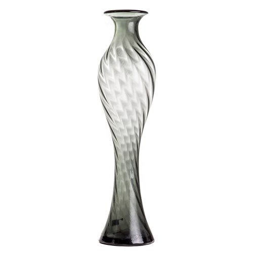 Long vase torsadé en verre gris XL