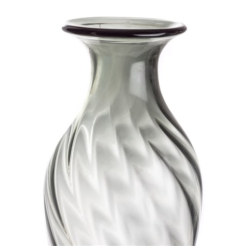 Long vase torsadé en verre gris XL