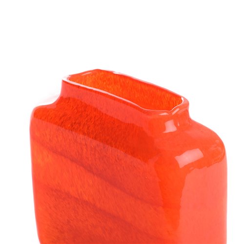 Square red glass vase