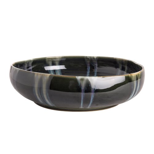 Reactive gray glaze brown bowl