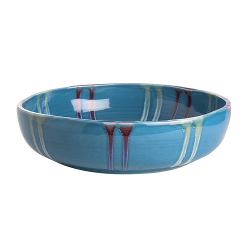 Reactive gray and night blue glaze turquoise bowl