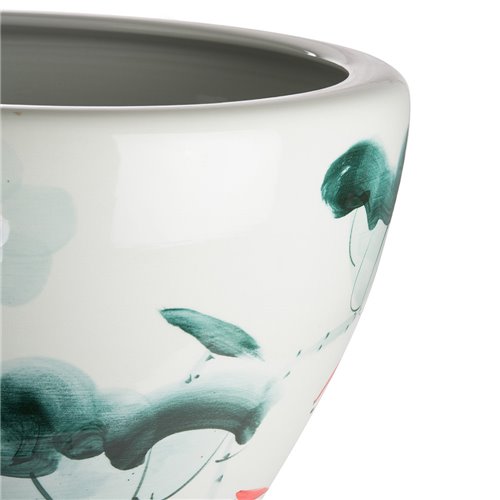 Green porcelain flowerpot goldfish L