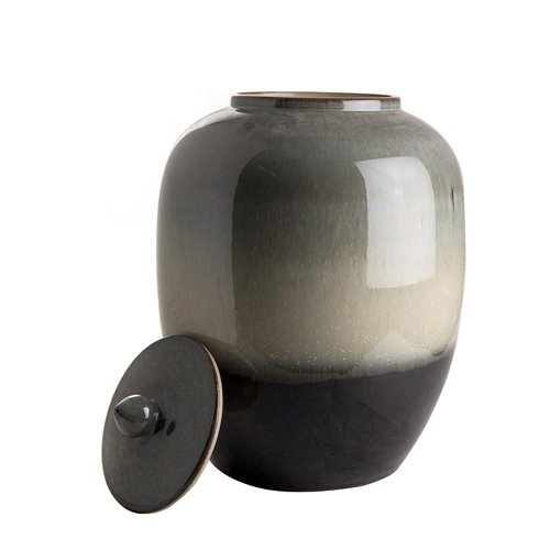 Green reactive glaze oval porcelain jar