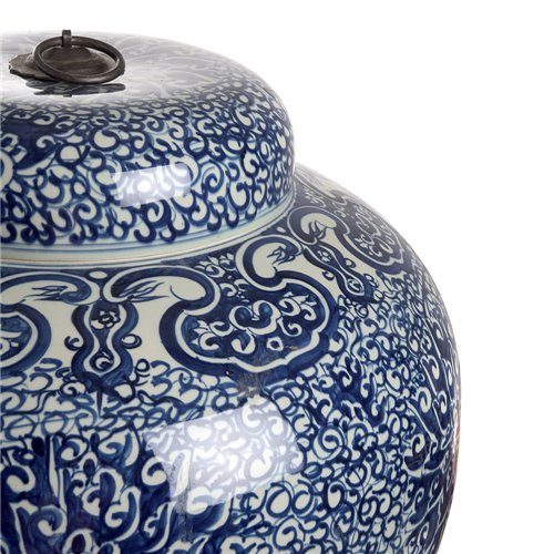 Pot à condiments au décor de lotus bleu et blanc