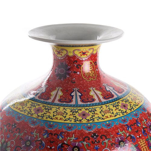 Shiliu Zun inspired red round vase