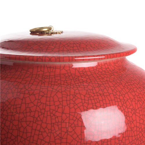 Red crackled effect round jar