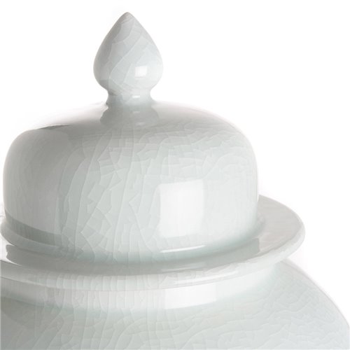 Crackled porcelain celadon temple jar