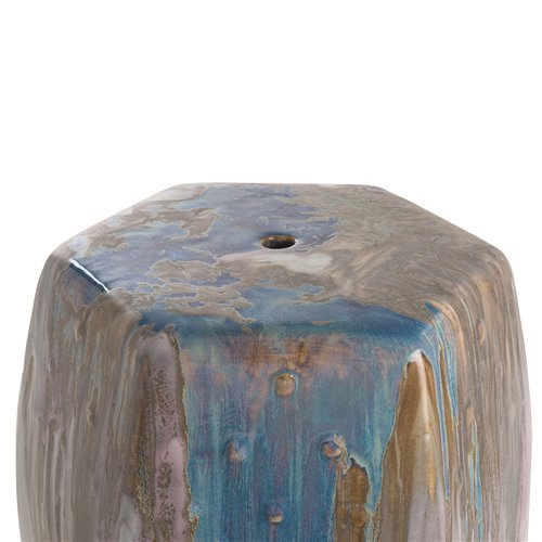 Stool with brown and blue color gradient in drips