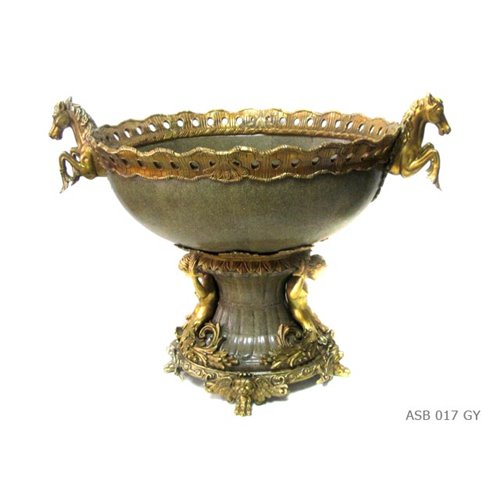 Shagreen porcelain cup with golden horse handles XL
