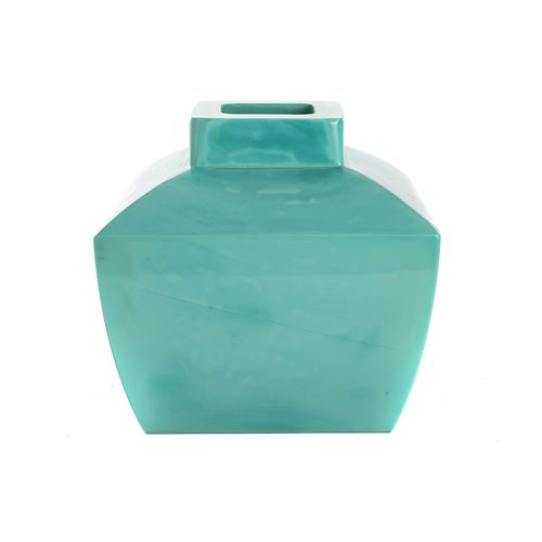 Turquoise square based vase made of Peking glass