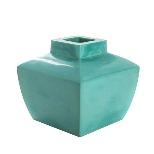 Vase bleu turquoise à base carrée en verre de Pékin
