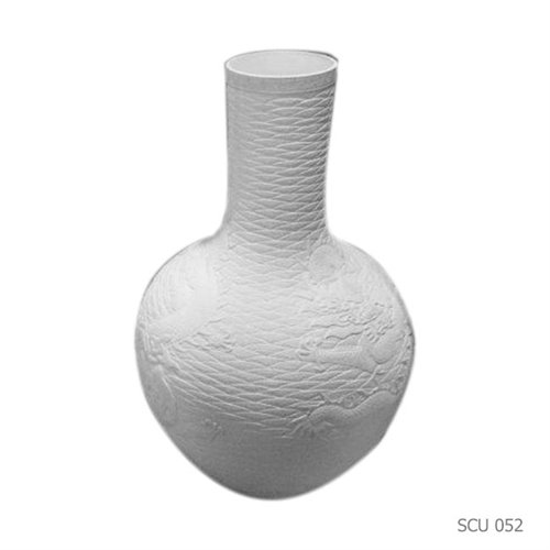 Tianqiu Ping inspired fish adorned sculpted ivory vase