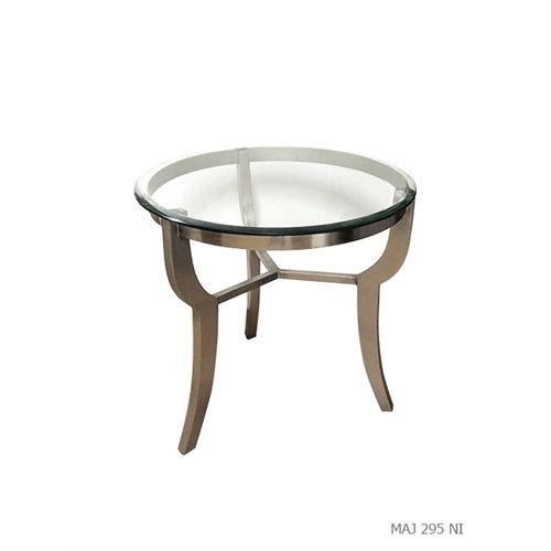 Metal round coffee table with glass tray D70