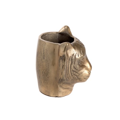 Golden aluminum tiger head vase