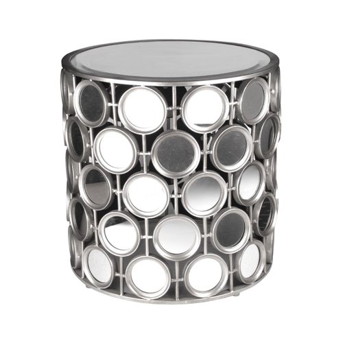 Round silver multiple mirrored side table