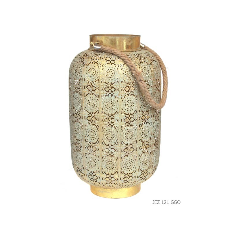 Lantern floral gold