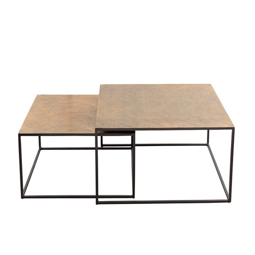Set of 2 gilded bronze patinated aluminum nested coffee tables