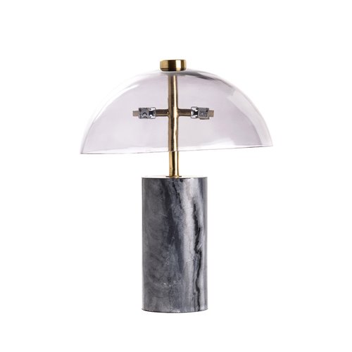 Black marble foot bedside lamp with glass lampshade