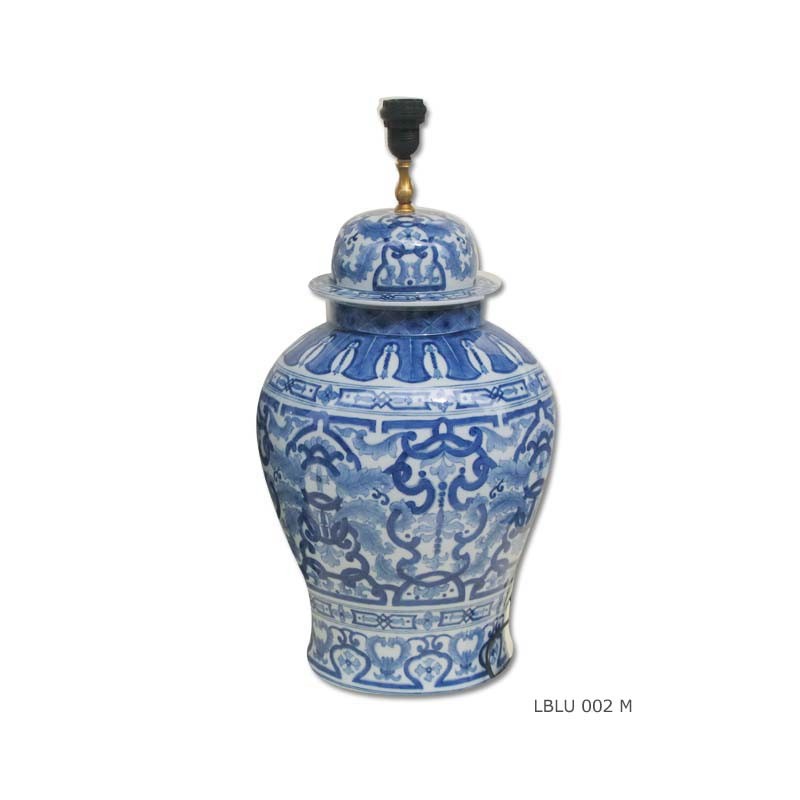 Lamp blue and white floral