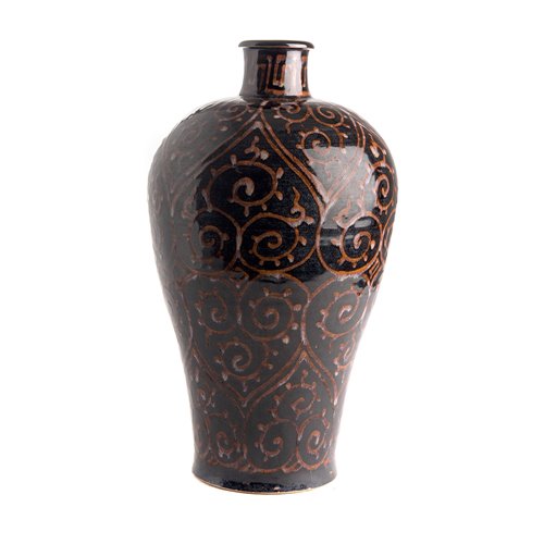 Vase maiping noir arabesque