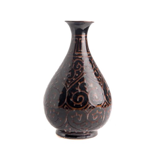 Vase long noir arabesque