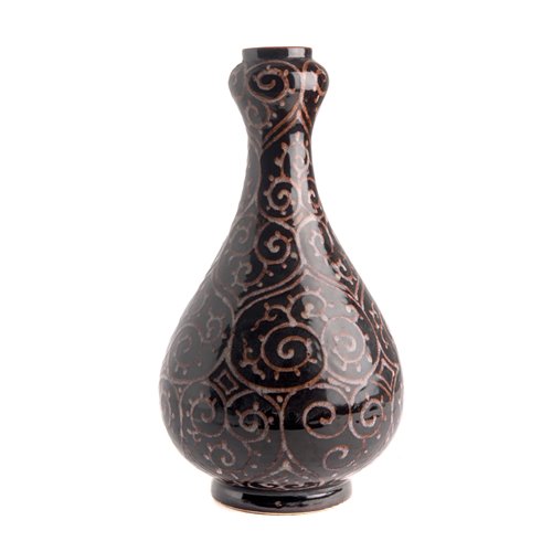 Vase tet d'ail noir arabesque