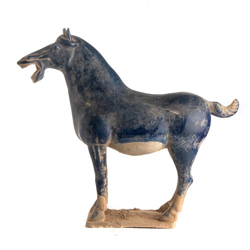 Horse tang reactive glazed blue M