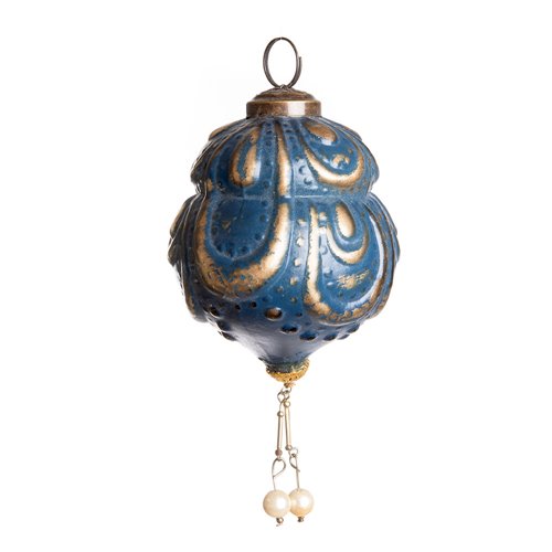 Christmas ornament blue and gold