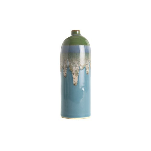 Vase coulure bleu turquoise L