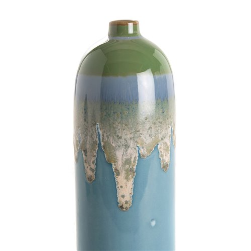Vase coulure bleu turquoise L