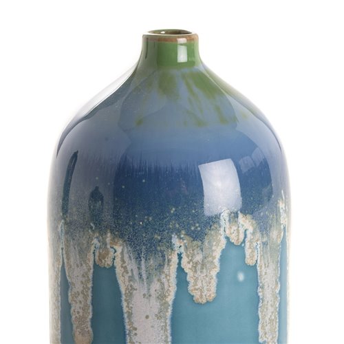 Vase coulure bleu turquoise M