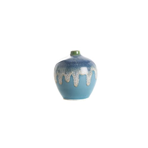 Turquoise blue drip small vase 
