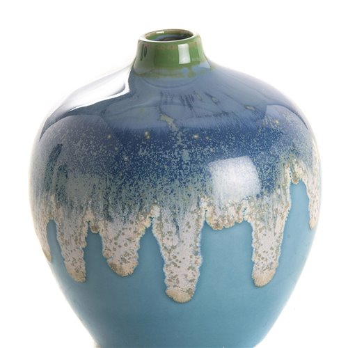 Vase coulure bleu turquoise S