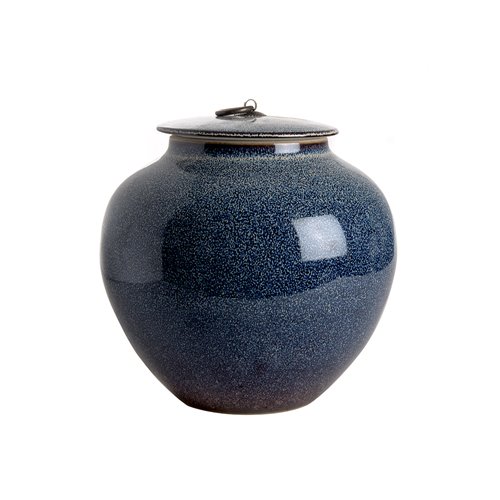 Pot with lid blue reactive