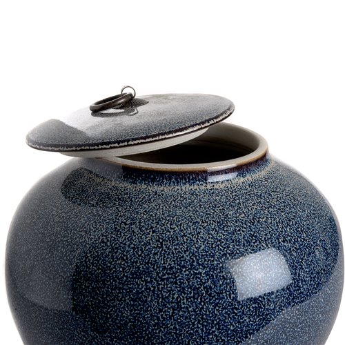 Pot with lid blue reactive