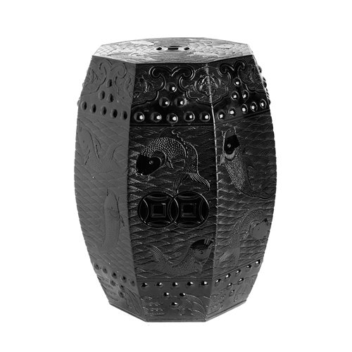 Tabouret octogonal noir poisson