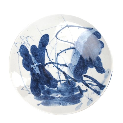 Plate hand painted blue and white