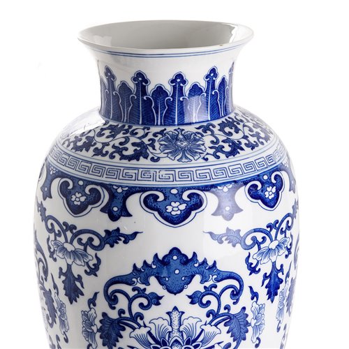 Long vase blue white