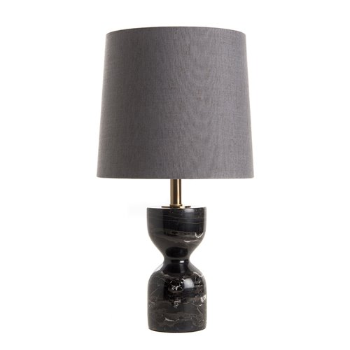 Marble table lamp and shade black E27 Max 60W