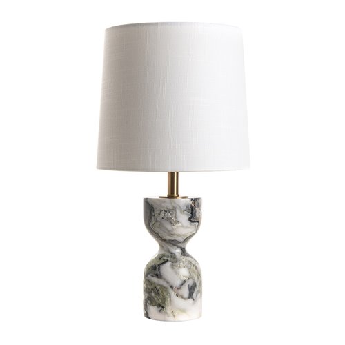 Marble table lamp and shade black and white