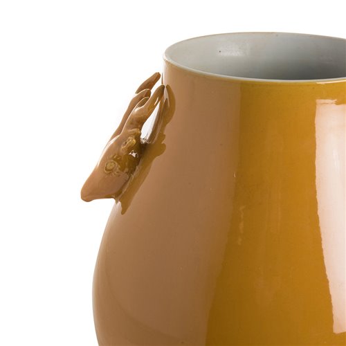 Vase avec anses daims jaune imperial