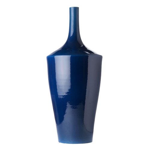 Vase conique bleu saphir L