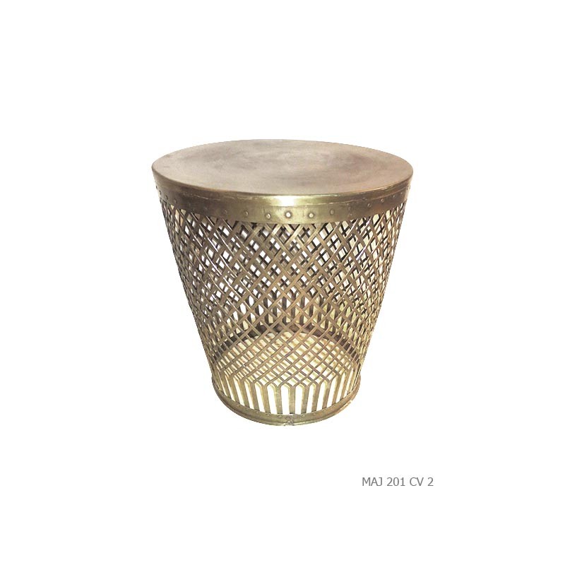 Tabouret 'mitre' cuivre tresse