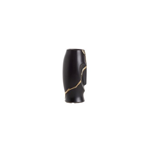 Vase ceramic Maoi kintsugi effect black S