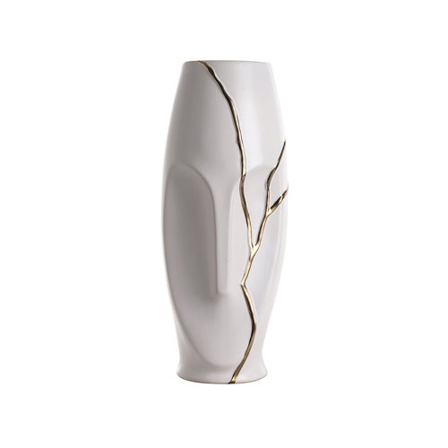 Vase ceramic Maoi Kintsugi effect white L