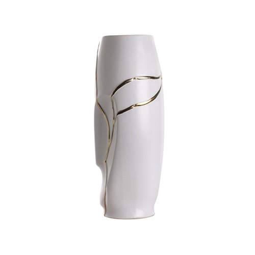 Vase ceramic Maoi kintsugi effect white L