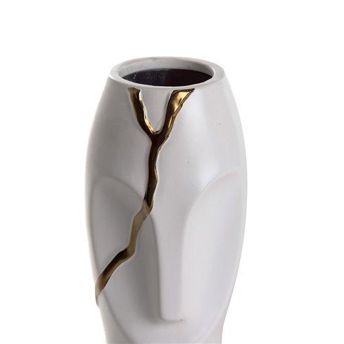 Vase ceramic Maoi kintsugi effect white S