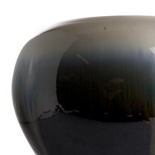 Vase round black reactive glazed